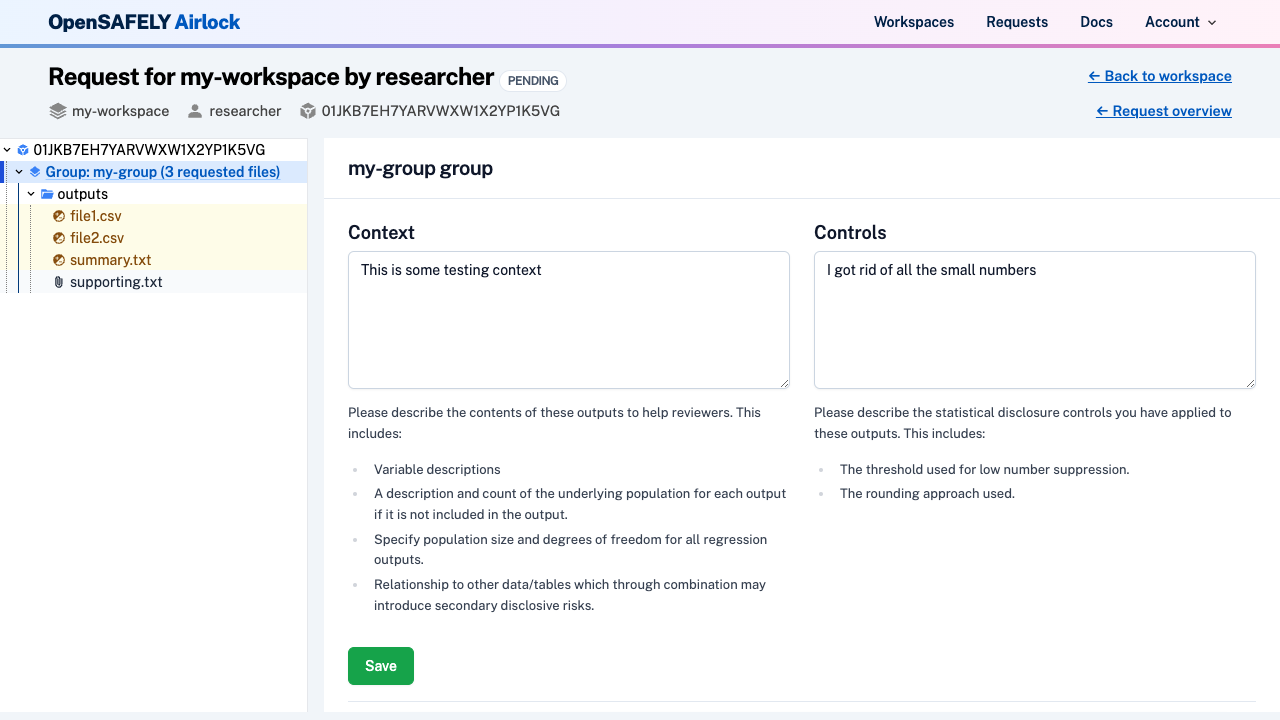 Add context and controls to a file group